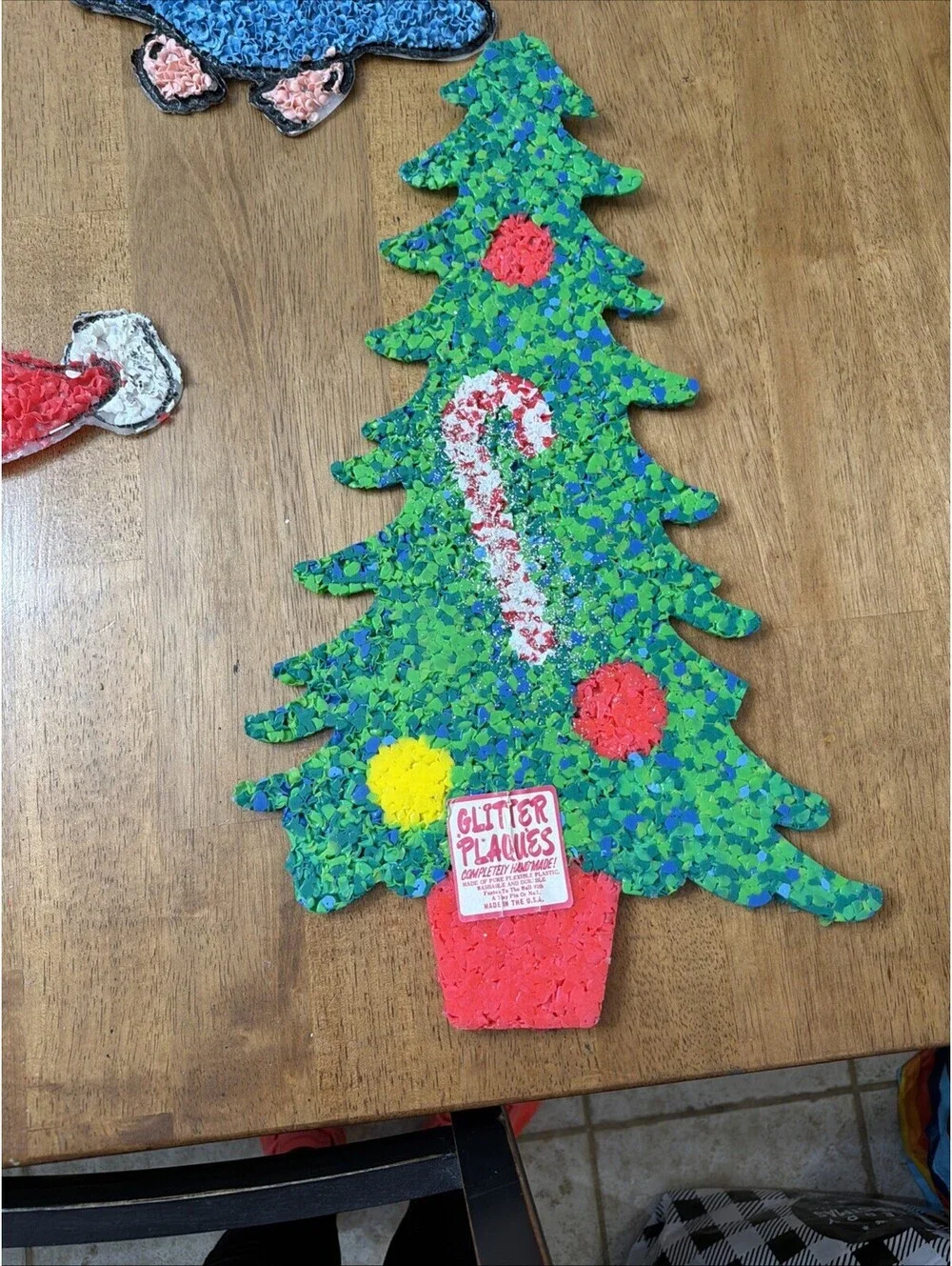 VTG Christmas Melted Plastic Popcorn Santa Angel Tree Frosty Snowman Decor 1970s